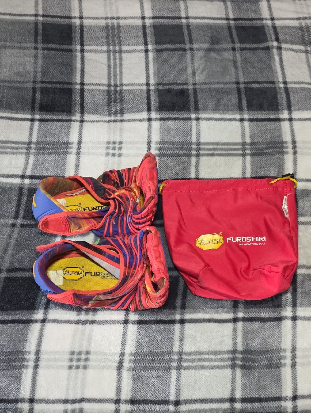 Vibrant Red/Fuchsia Vibram Furoshiki Wrapped Shoes